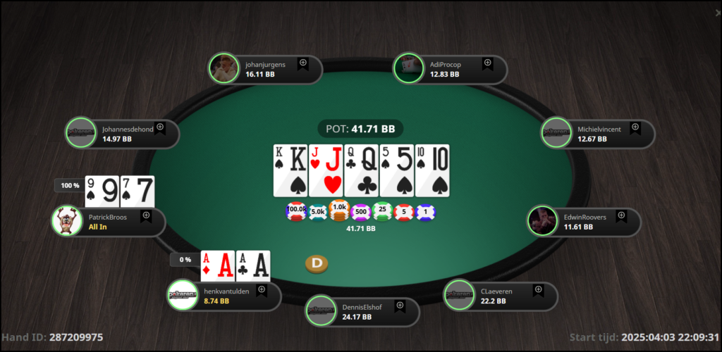 bad beat 9e left Henk 4x Patrick jam 19BB henk call runner runner