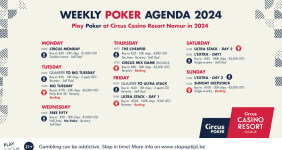 Circus Resort Casino Namur Weekly Poker Agenda 2024 horizontaal