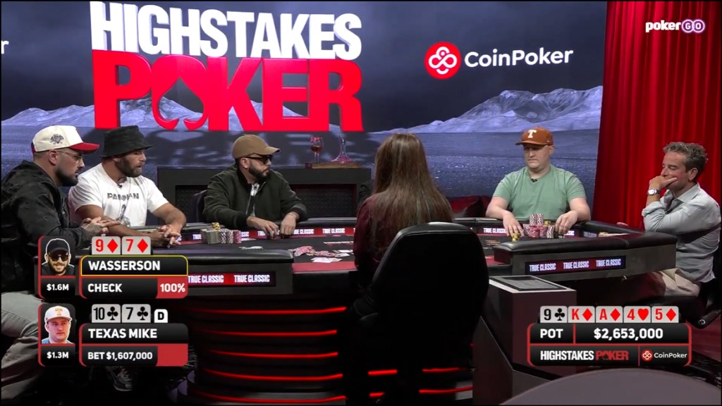 High Stakes Poker recordhand Eric Wasserson Texas Mike Moncek